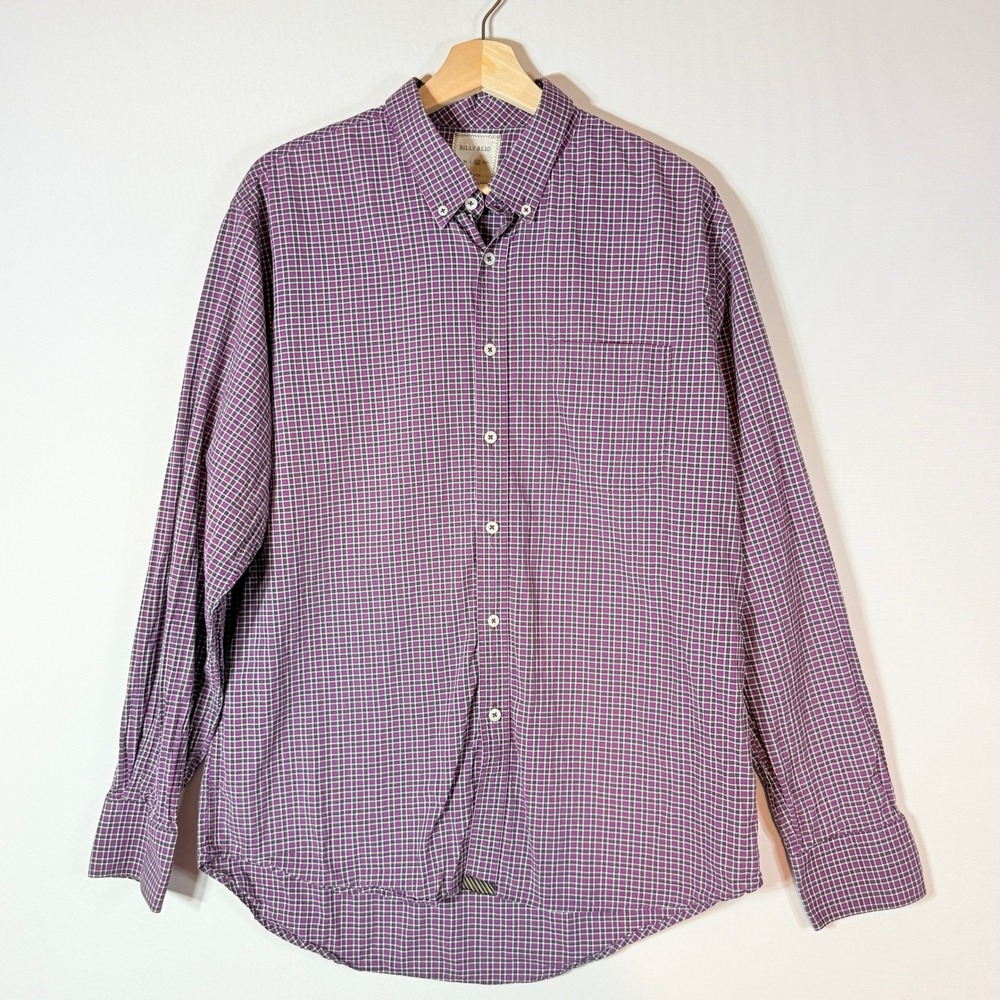Billy Reid XL Shirt Purple Mens‎ Micro Check Button Down Preppy Office Academic